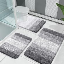 OLANLY Bathroom Rugs Sets 3 Piece, Soft Absorbent Microfiber Bath Mats and U-Sha