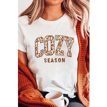 White COZY SEASON Floral Cracking Letter Graphic Tee