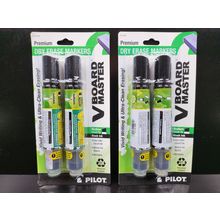 2 Pilot Vboard Master Premium Dry Erase Markers Medium Chisel Tip Black Ink NEW