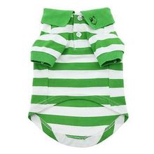 Striped Dog Polo - Greenery and White X-Large