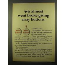 1965 Avis Rent-A-Car Ad - Went Broke Giving Buttons