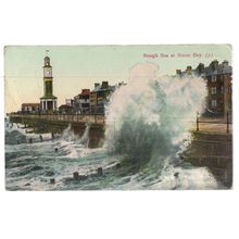 ROUGH SEA AT HERNE BAY, KENT. vintage used postcard 1936 postmark =