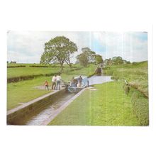 HURLESTON LOCK, LLANGOLLEN CANAL, WALES used postcard 1976? pm #