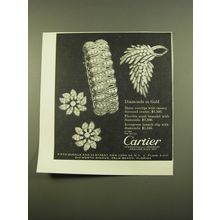 1961 Cartier Jewelry Advertisement - Daisy Earclips, Flexible Mesh Bracelet