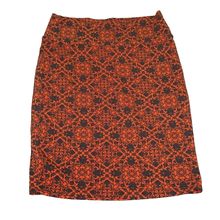 LulaRoe Cassie Skirt SZ Large Orange With Navy Floral Fall Pattern Size L