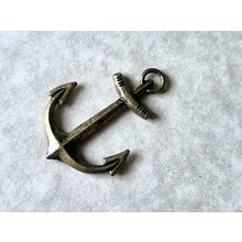 Ship Anchor Pendant in Bronzed Metal, Aged Patina Antique Style, Charm