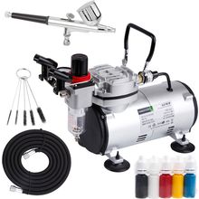 Timbertech Airbrush Kit with Compressor AS18-2K Basic Start Kit with Air Hose, C