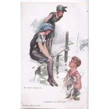 Reinthal & Newman Postcard H Fisher Dangers of th Deep Boy with Dog & Girls