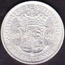 1941 South Africa 1 Half Crown (2 & Half Shillings) Silver Coin