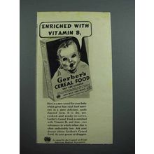 1939 Gerber's Baby Food Ad - Enriched With Vitamin B1