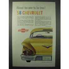 1958 Chevrolet Impala Car Ad - Anniversary Gold