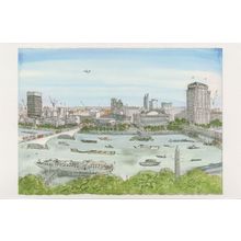 London National Theatre Embankment Festival Hall Painting Postcard