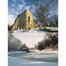 Knaresborough Castle Cycle Bicycles Struggling In Winter Snow Large 2x Postcard