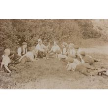 Violinist Fiddler Country Farmer Bumpkins Antique Real Photo Postcard