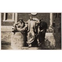 Tough Cool Gang Man Whistling Hat Caps Antique Real Photo Postcard