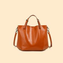 Genuine Leather Women Top Handle Shoulder Purses and Handbags Orange