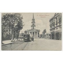 St. Andrews Church Calcutta (Kolkata) India Tram early 20th C. RPPC 09 25166