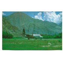 Postcard Pakistan Northern Kashmir Gilgit airport Fokker F-27 unposted 1970s ?