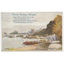 River Scene Putney London The Linden Series Art Postcard 114