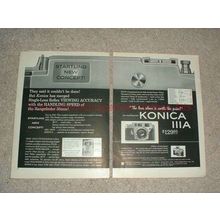 1958 2pg Konica IIIa Camera Ad - Startling New Concept!