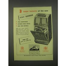 1949 HMV Radiogram Model 1608 Ad - 3 major features of the new H.M.V. Radiogram
