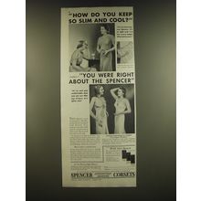 1939 Spencer Corsets Ad - How do you keep so slim and cool