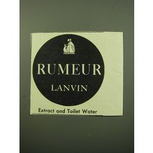 1950 Lanvin Rumeur Perfume Ad - Extract and Toilet Water
