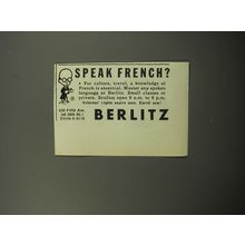 1951 Berlitz School of Languages Ad - Speak French?