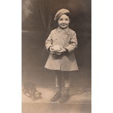 Tiny Girl Child With Toy Black Cab Taxi Rolls Royce Classic Car Antique Postcard