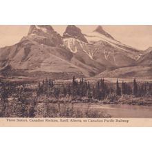 Three Sisters on Rockies Canada Canadian Pacific Railway Old Postcard