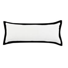 14" X 36" White And Black 100% Cotton Geometric Zippered Pillow