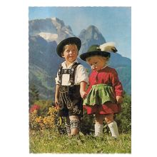 children in traditional dress unused postcard vgc #