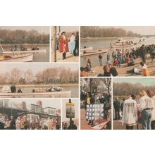 Boat Race Day At Putney Oxford Cambridge Rare Postcard