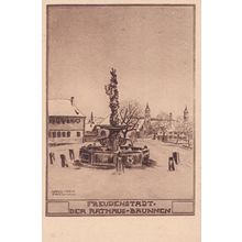 Freudenstadt Der Rathaus Brunnen German Postcard