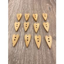 20x10mm Wooden Heart Shaped Button Natural 2 Hole Novelty Sewing Art Crafts