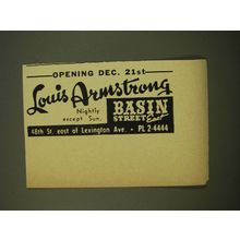 1961 Basin Street East Advertisement - Opening Dec. 21st Louis Armstrong
