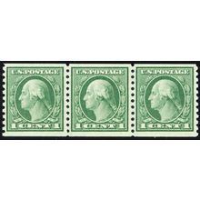 452, Mint NH VF 1¢ Coil Strip of Three - Rich Color - Stuart Katz