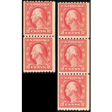 442, Mint NH 2¢ Two Coil Strips - SCV $132.50 - Stuart Katz