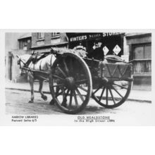 Horse Cart At Winters Supply Stores High Street Harrow London Postcard