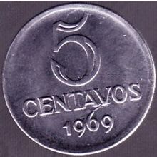 1969 Brazil 5 Centavos Coin