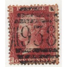 sg43 1d red plate 182 FINE USED " F C " (reds)