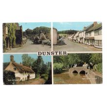 DUNSTER, SOMERSET. multiview used vintage postcard 1968 postmark =