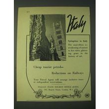 1958 Italy Tourism Ad - Cheap tourist petrol - Reductions on Railways