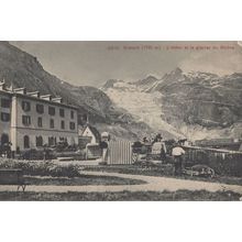 Horse & Visitors At Grand Hotel Gletsch Switzerland Postcard