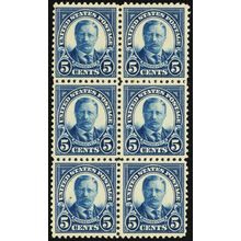 557, Mint NH F-VF 5¢ - Block of Six Stamps CV $210. ** Stuart Katz