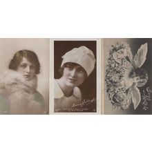 Daily Mirror 1st Prize Winner Beauty Queen & Hand Painted 3x Postcard s