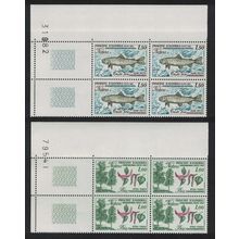 Andorra Fr. Trout Fish Trees Nature 2v Corner Blocks of 4 Number 1983 MNH