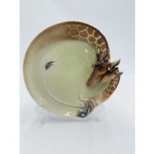 Rare FRANZ Fine Porcelain Giraffe DESSERT PLATE Jungle Beauties Collection 6.25
