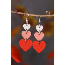 Red Valentines Day Heart Shape Tiered Dangle Earring