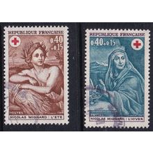 France 1969 SG 1853-4 Used Red Cross/Semi-postal (D-458 (2))